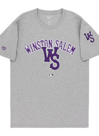 The Ebbets Field Winston-Salem Dash MiLB Fashion Cotton Short Sleeve Tee is gray, with 