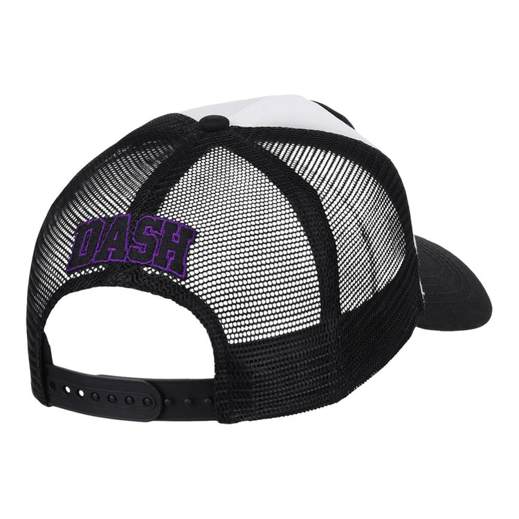 The Ebbets Field Winston-Salem Dash MiLB Trucker Ballcap features a black mesh, snapback closure, and 