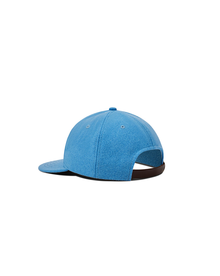 The EFF Chicago Cats 1976 Authentic Wool Ballcap is shown from the back with a curved brim, panel details, and an adjustable dark brown strap, inspired by the Chicago Cats soccer team. Displayed on a plain white background.