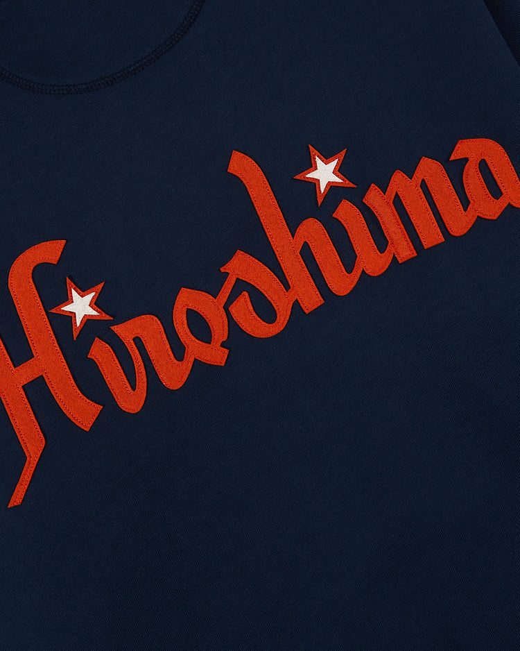 The Ebbets Field Hiroshima Carp Heavyweight Cotton Terry Full-Zip Hoodie features navy cotton with 