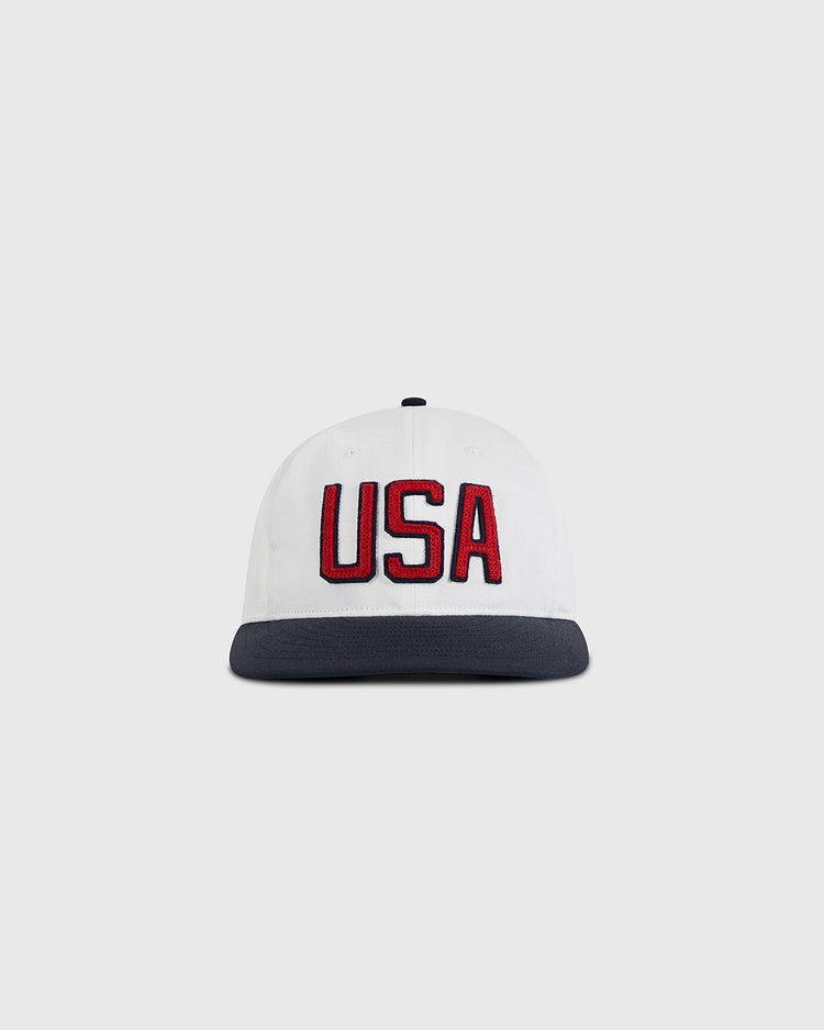 The Ebbets Field USA National Team Cotton Twill Ballcap features bold red 
