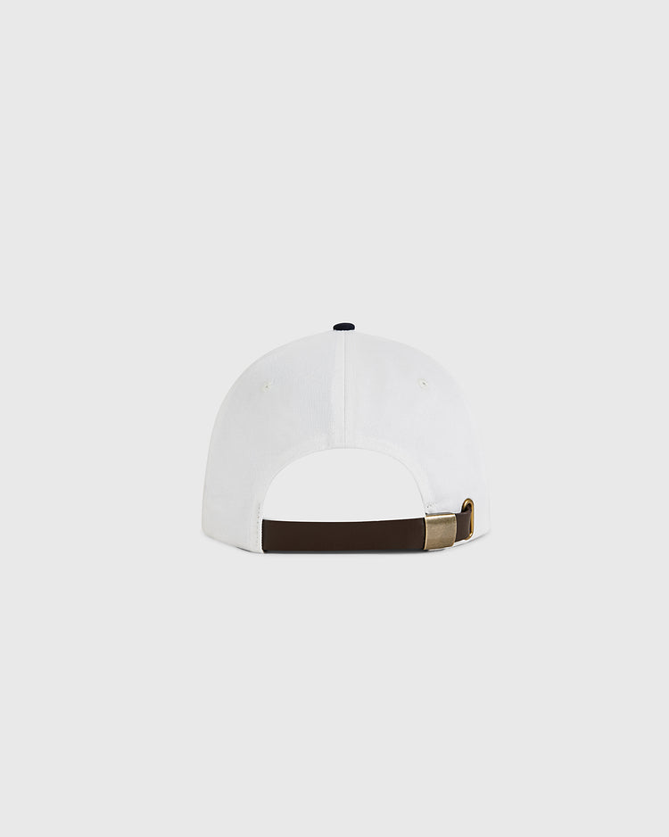 The Ebbets Field USA National Team Cotton Twill Ballcap, shown from the back, features a dark brown adjustable strap with a brass buckle against a plain light background.