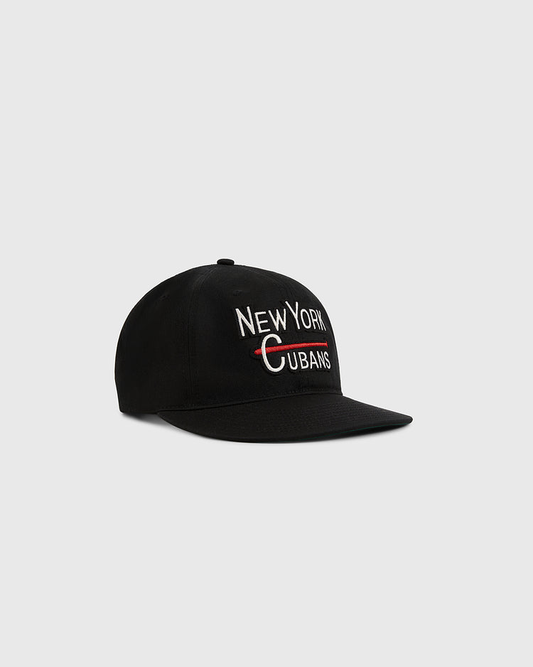 The Ebbets Field New York Cubans Cotton Twill Ballcap is black with white 