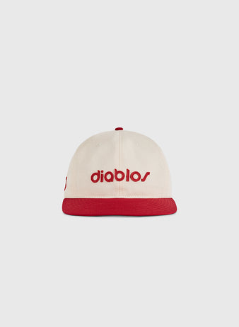 The Ebbets Field Diablos Rojos del Mexico Cotton Twill Ballcap features a cream crown, red brim, and 