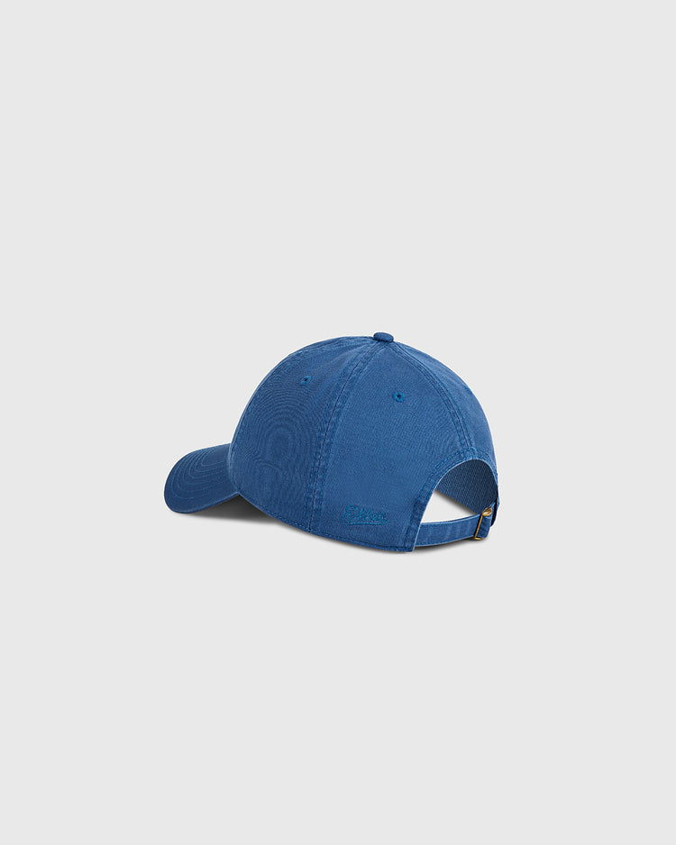 The Ebbets Field Coney Island Roller Skating Rink Washed Cotton Ballcap is shown from the back, displaying its adjustable metal buckle strap. Featuring Brooklyn-inspired style, it's set against a plain light gray background.