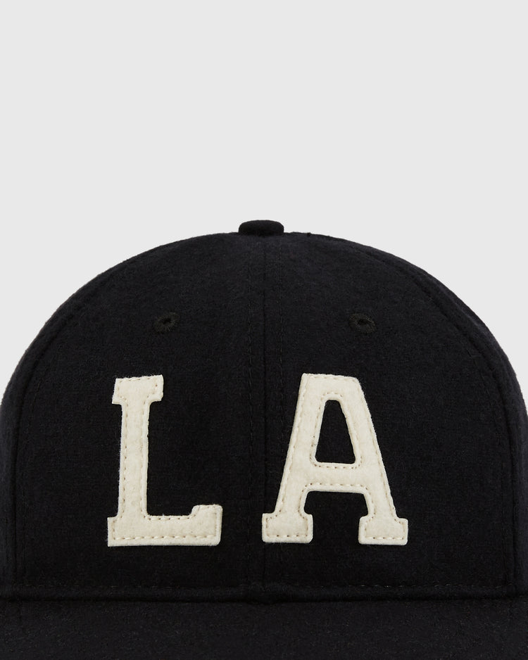 The EFF Los Angeles (PCL) 1949 Authentic Wool Ballcap in black features bold white 
