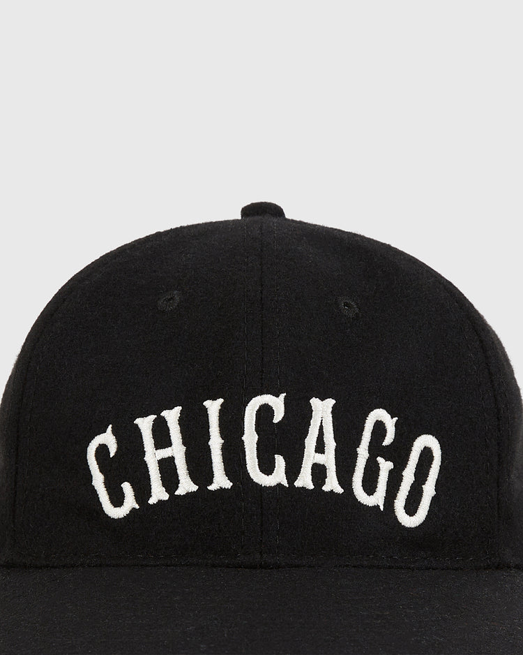 The Ebbets Field Chicago City Series Wool Ballcap is crafted from genuine wool broadcloth and features CHICAGO embroidered in bold white letters on the front.