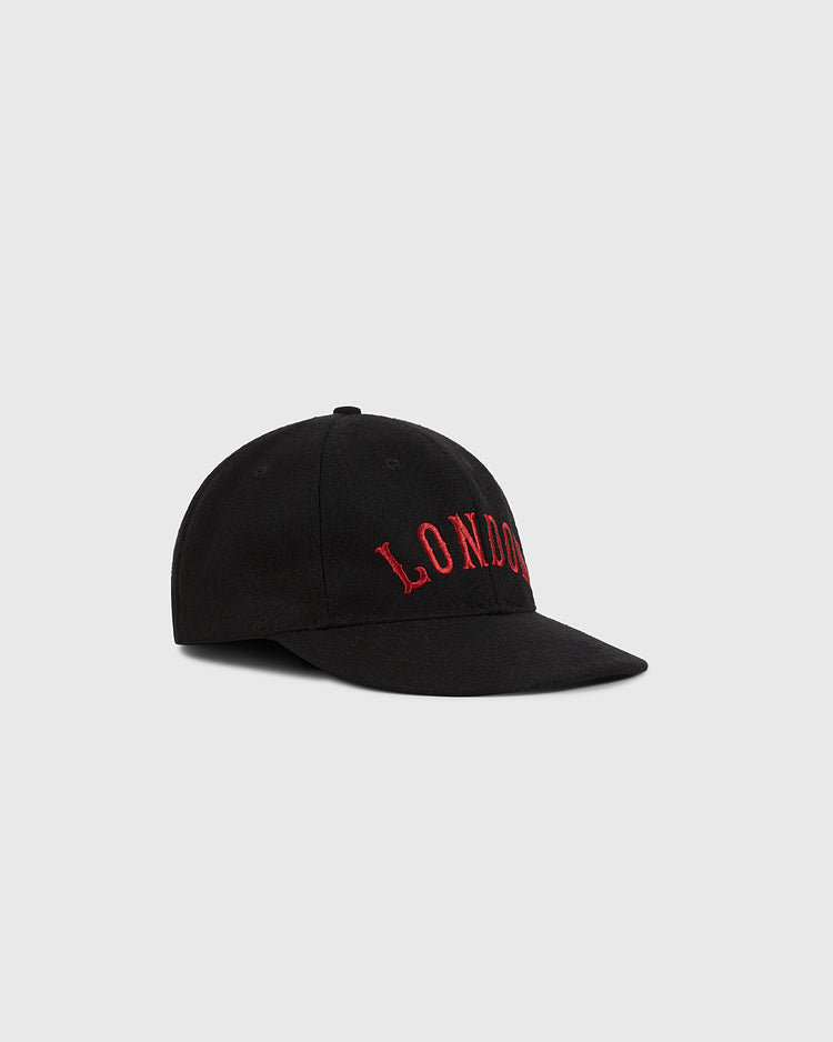 The Ebbets Field London City Series Wool Ballcap features bold red 