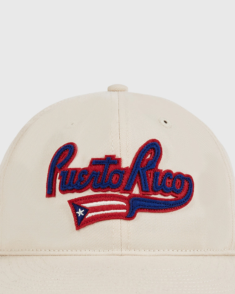 The Ebbets Field Puerto Rico 1972 National Team Cotton Twill Ballcap features beige cotton twill, 