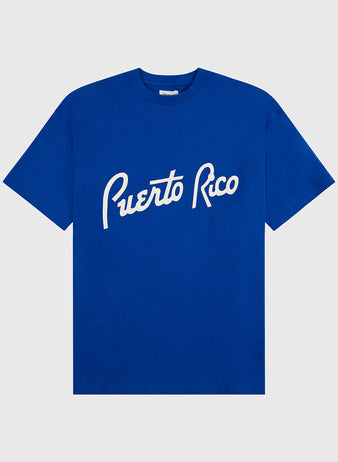 The Ebbets Field Puerto Rico 1958 National Team Short Sleeve Tee is blue with 