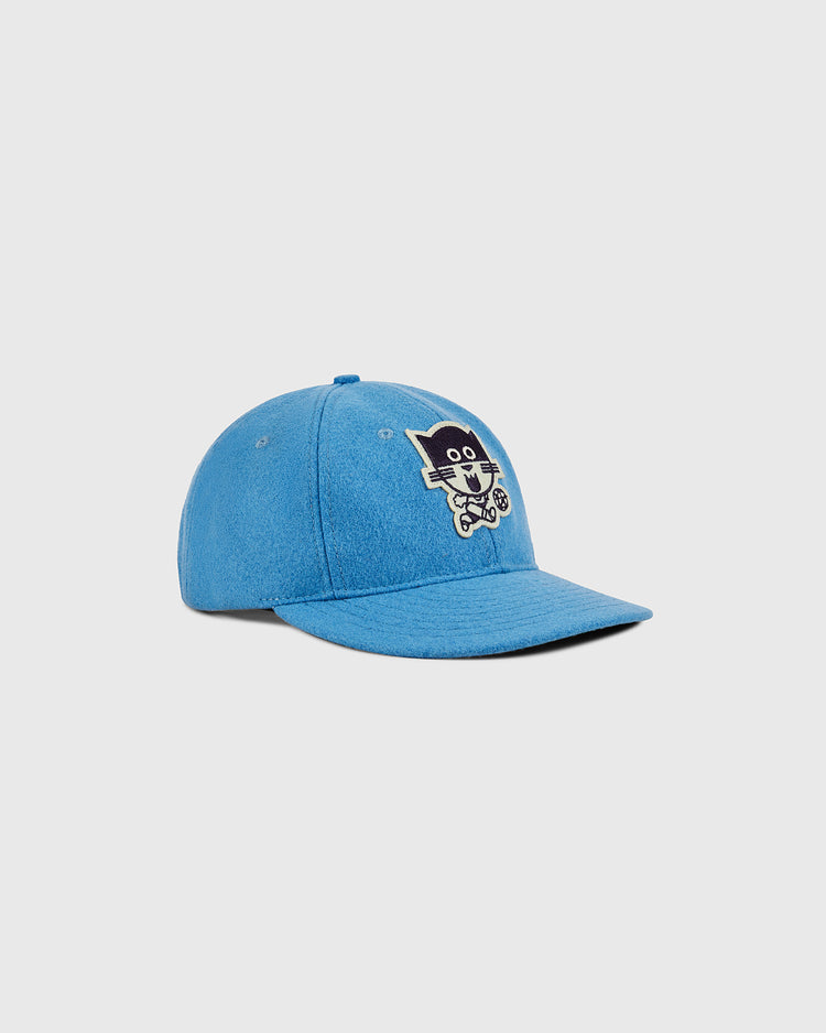 The Ebbets Field Chicago Cats Wool Ballcap features a black and white cartoon cat patch on the front and is shown against a plain light gray background.