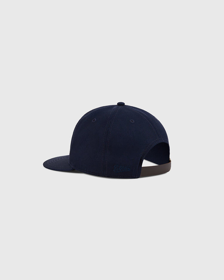 The Chicago Cats Cotton Twill Ballcap by Ebbets Field is shown from the back, displaying its navy blue color, curved brim, and adjustable strap against a plain light gray background.