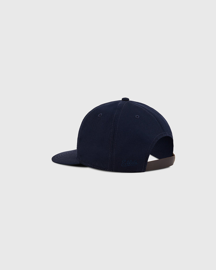 The Ebbets Field Pennsylvania Stoners Cotton Twill Ballcap, shown from the back and side on a plain light gray background, features a navy blue curved brim and an adjustable strap in a classic homage design.