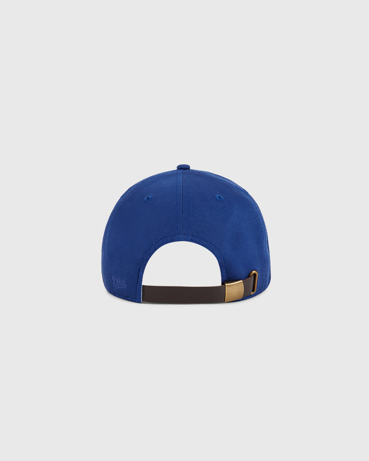 The Ebbets Field Kansas City Spurs Cotton Twill Ballcap is shown from the back with an adjustable dark brown strap and gold buckle, celebrating the team's NASL championship heritage.