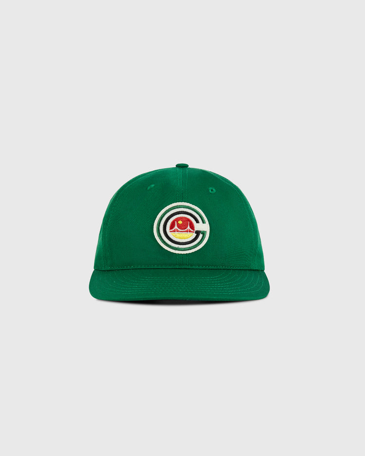 The Ebbets Field San Francisco Golden Gate Gales Cotton Twill Ballcap features a circular embroidered logo with a stylized C in red, yellow, and green. This vintage soccer hat is shown on a plain light background.