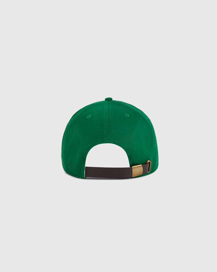 The Ebbets Field San Francisco Golden Gate Gales Cotton Twill Ballcap is shown from the back, featuring an adjustable brown strap with a brass buckle against a plain, light-colored background.