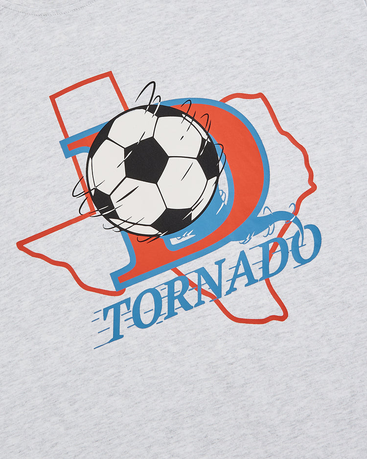 Show your soccer pride with the Ebbets Field Dallas Tornados Short Sleeve Graphic T-Shirt, featuring a soccer ball over Texas, a bold blue and red 