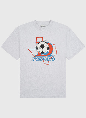 The Dallas Tornados Short Sleeve Graphic T-Shirt by Ebbets Field features an outline of Texas, a large D, soccer ball, and 
