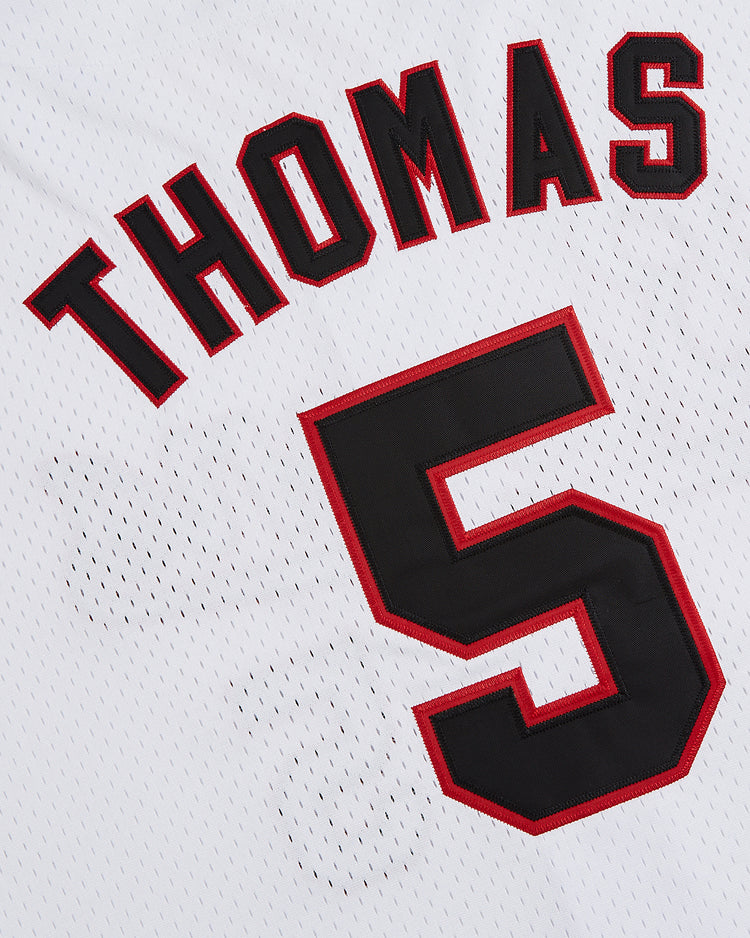 The Ebbets Field Birmingham Barons Frank Thomas Button Up Mesh Jersey features a white mesh design with 