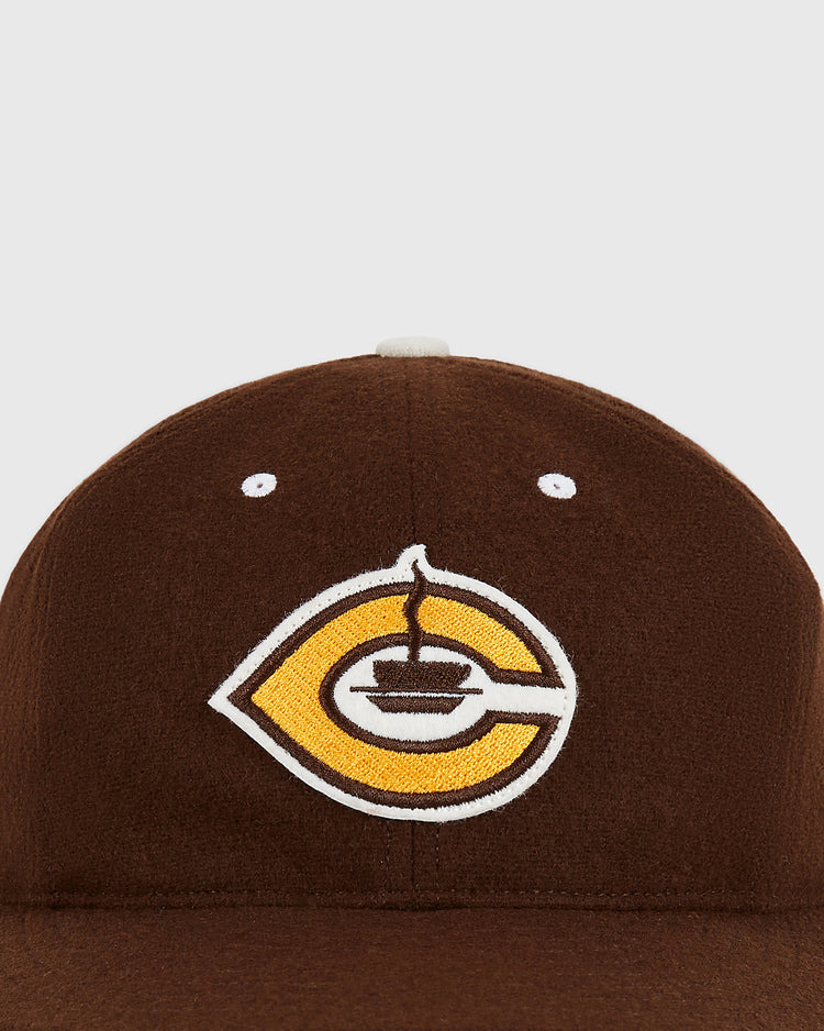 Ebbets Field Cordoba Cafeteros Authentic Wool Ballcap featuring a yellow and white embroidered 