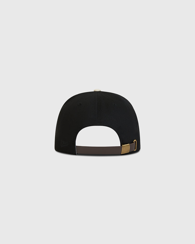 The Ebbets Field Fuji Athletic Club Cotton Twill Ballcap, shown from the back, highlights its adjustable strap with a brass buckle—a classic tribute to Japanese American baseball heritage and the legacy of teams such as the Fuji Athletic Club.