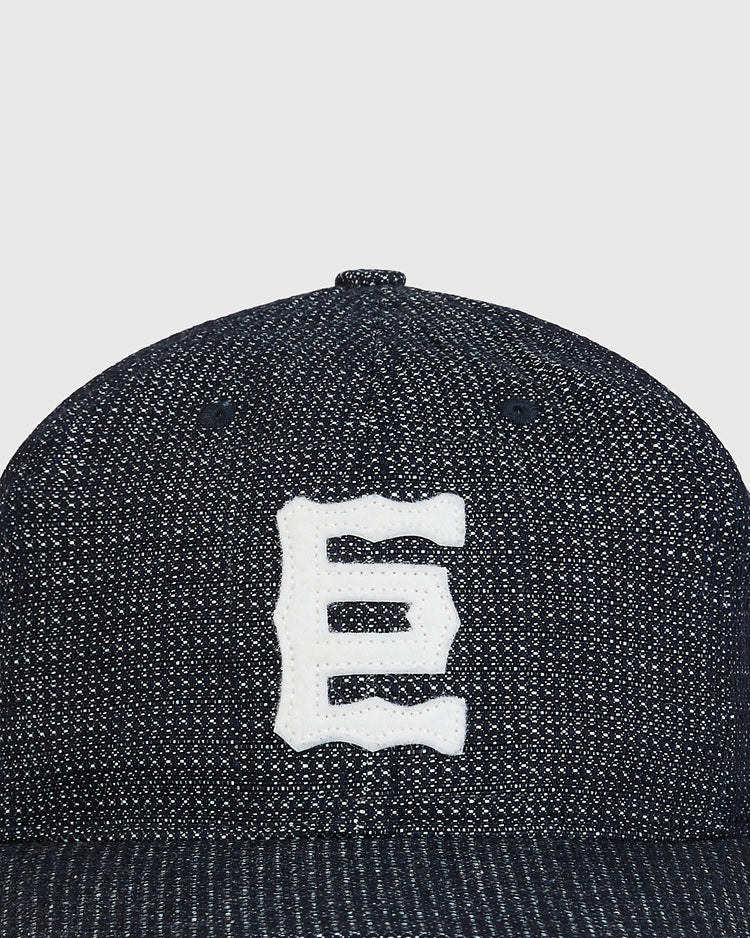Tokyo Giants 1940 Japanese Indigo Dobby Cotton Ballcap, an indigo-dyed textured baseball cap with a white felt letter E on the front.