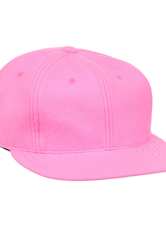 The EFF Pink Wool Vintage Ballcap is a bright pink flat-brim ballcap made in the USA, shown at a slight angle on a white background.