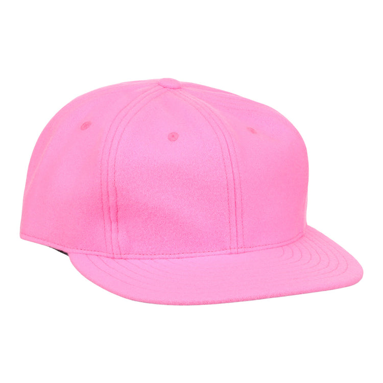 The EFF Pink Wool Vintage Ballcap is a bright pink flat-brim ballcap made in the USA, shown at a slight angle on a white background.