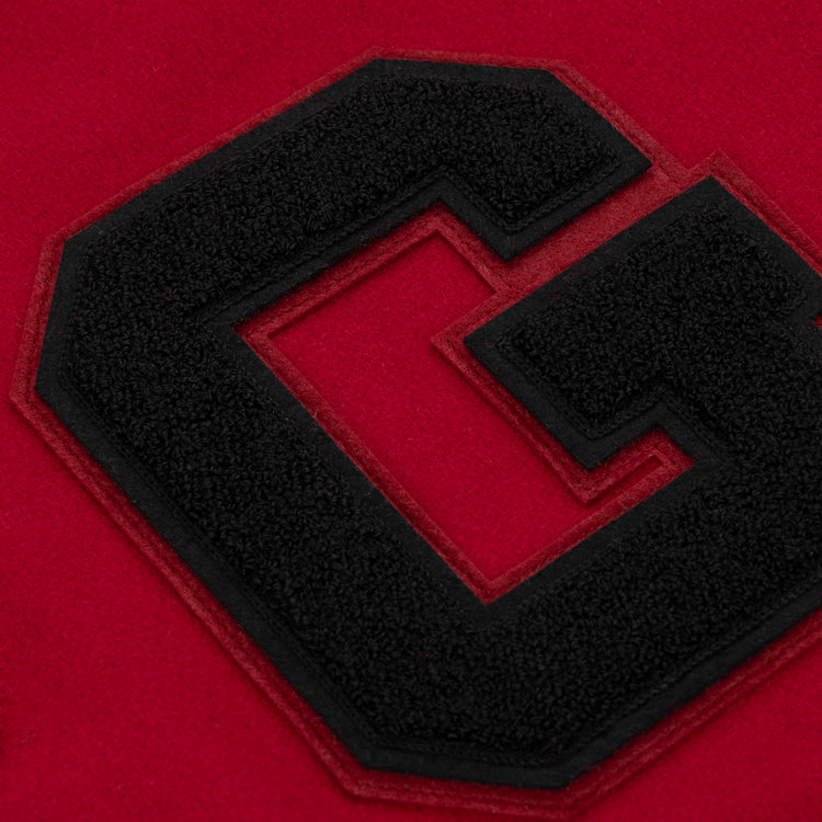 The University of Georgia 1939 Authentic Jacket by EFF features a bold, textured black letter G outlined in red on bright red fabric—evoking the classic collegiate style.