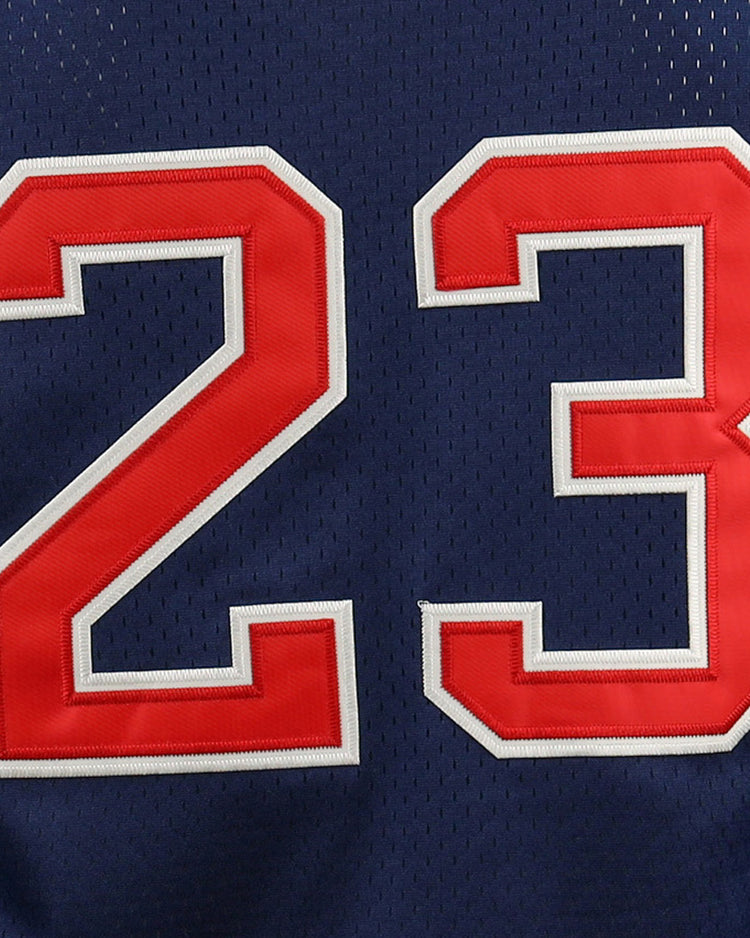 The Chicago Whales EFF DNA Replica V-Neck Mesh Jersey by EFF is a blue, vintage-inspired mesh top featuring the number 23 in bold red and white on the back.