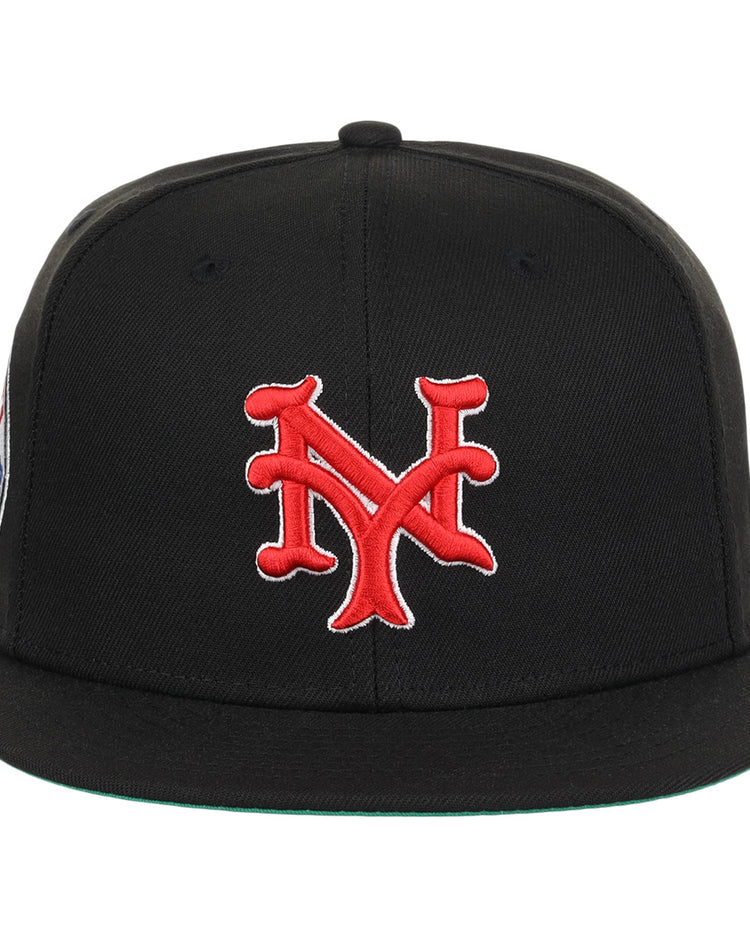 The EFF New York Cubans NLB Team Color Fitted Ballcap is a black vintage-style cap with a bold red 3D NY logo, honoring the Negro National League.