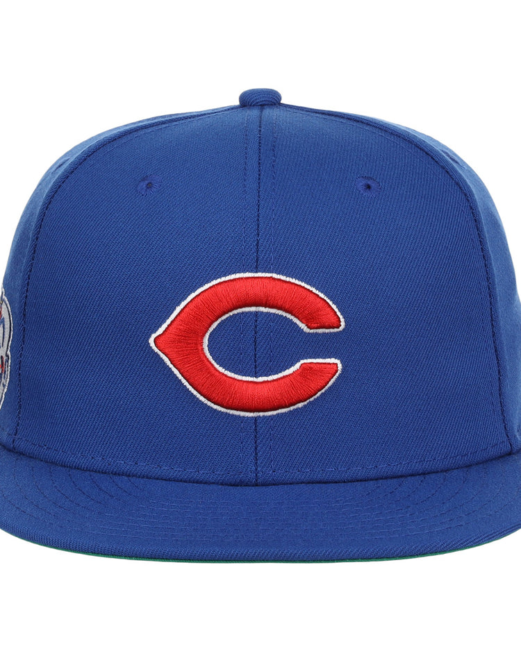 The EFF Indianapolis Clowns NLB Team Color Fitted Ballcap is a vintage-inspired blue cap with a bold red C outlined in white, honoring the classic look of the Negro American League’s Indianapolis Clowns.