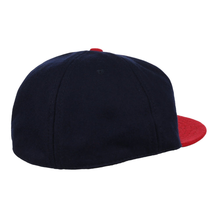 The EFF Oklahoma City Indians 1948 Vintage Ballcap is a navy wool baseball cap with a red brim, displayed from the back and side on a plain white background.