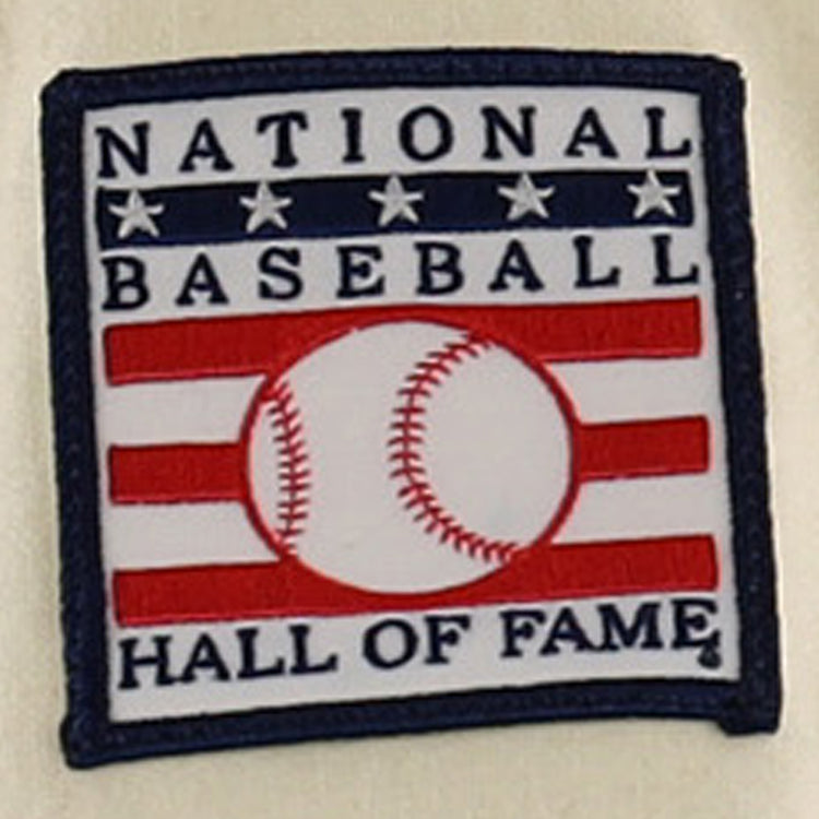 A patch with the National Baseball Hall of Fame logo, stars, red stripes, a baseball center, and National Baseball Hall of Fame—ideal for any Al Kaline Hall of Fame Jersey by EFF or Ebbets Field Flannels collector.