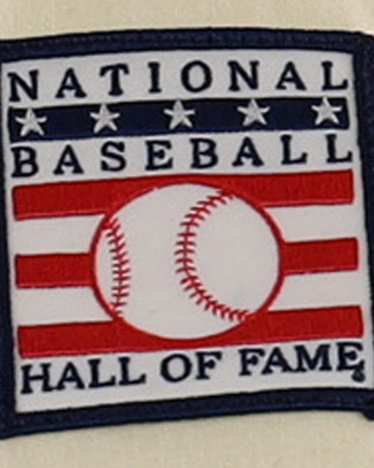 A patch with the National Baseball Hall of Fame logo, stars, red stripes, a baseball center, and National Baseball Hall of Fame—ideal for any Al Kaline Hall of Fame Jersey by EFF or Ebbets Field Flannels collector.