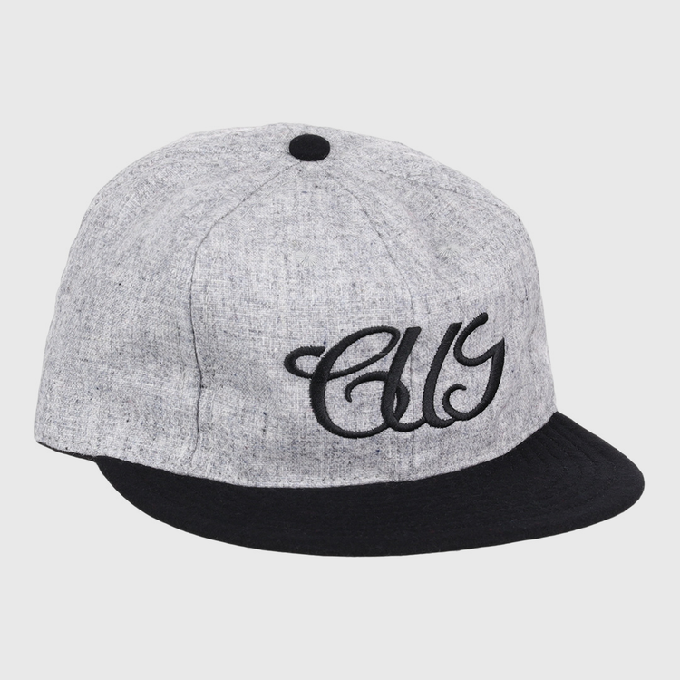 The EFF Chicago Union Giants 1902 Vintage Ballcap is a gray wool cap with a black brim and button, featuring embroidered black CUG script on the front—a faithful reproduction of the original.
