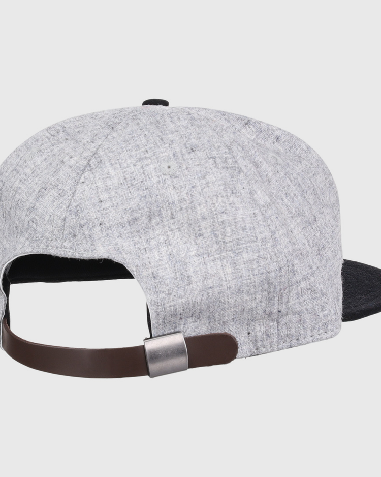 The EFF Chicago Union Giants 1902 Vintage Ballcap is a gray wool cap with a black brim, shown from the back. It includes a brown adjustable strap with silver buckle—an authentic reproduction of this classic style.