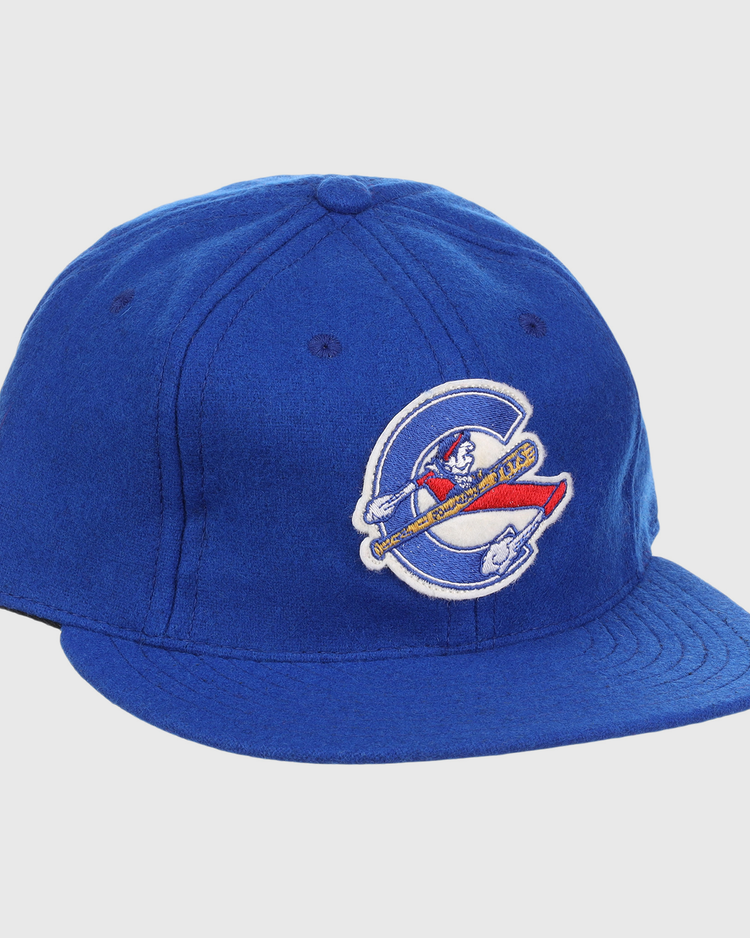 A vintage Columbus Jets ballcap by EFF, crafted from wool and featuring the teams classic letterhead logo on the front.