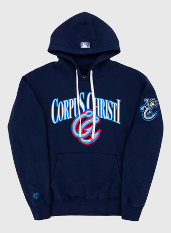 The Ebbets Field Corpus Christi Hooks MiLB Cotton Hooded Sweatshirt features 