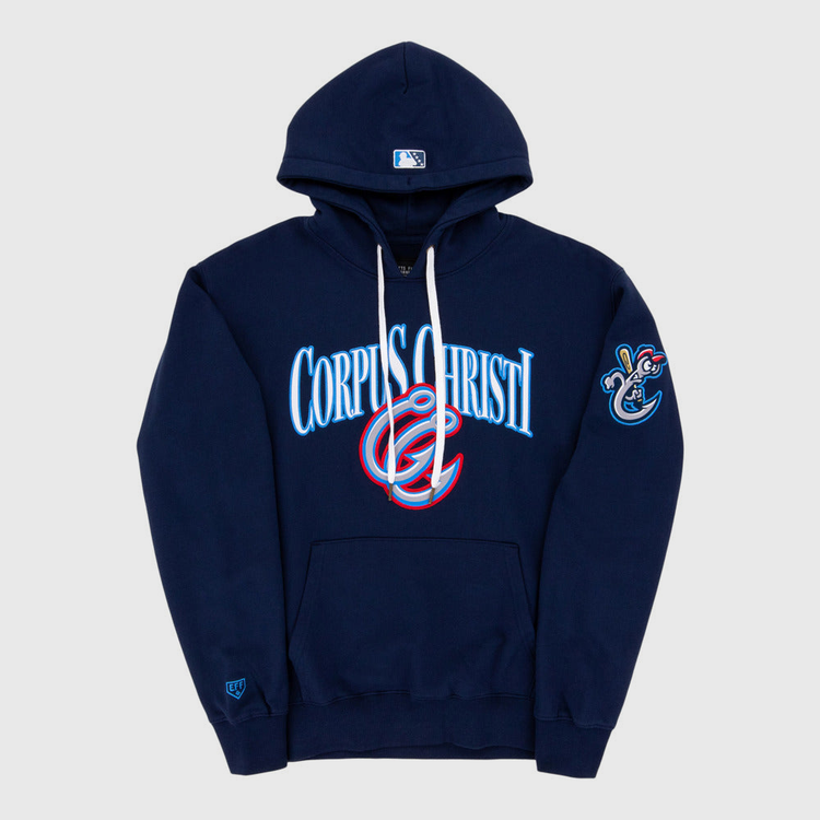 The Ebbets Field Corpus Christi Hooks MiLB Cotton Hooded Sweatshirt features 