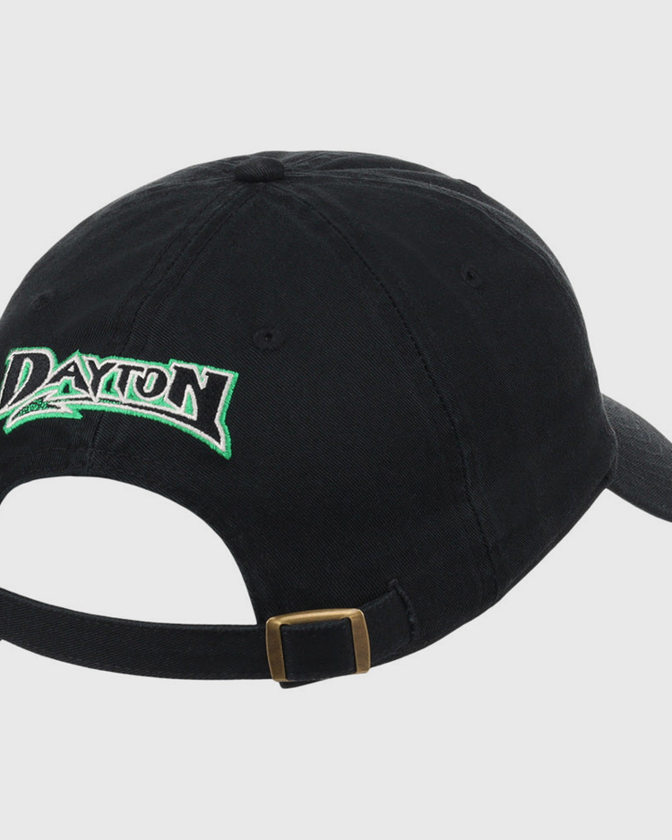 The Ebbets Field Dayton Dragons MiLB Dad Ballcap is a black cap with 