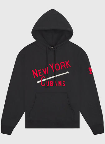 Celebrate baseball history in style with the Ebbets Field New York Cubans Heavyweight Cotton Terry Pullover Hoodie. Made from premium heavyweight cotton for superior comfort, this Negro League-inspired hoodie showcases bold red “New York Cubans” lettering and a standout white bat graphic across the front. Red NY letters accent the left sleeve, while practical features like a spacious front pocket and adjustable drawstrings complete this classic look.