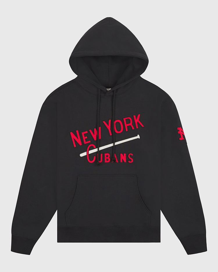 Celebrate baseball history in style with the Ebbets Field New York Cubans Heavyweight Cotton Terry Pullover Hoodie. Made from premium heavyweight cotton for superior comfort, this Negro League-inspired hoodie showcases bold red “New York Cubans” lettering and a standout white bat graphic across the front. Red NY letters accent the left sleeve, while practical features like a spacious front pocket and adjustable drawstrings complete this classic look.
