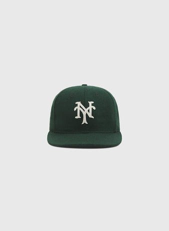 The Ebbets Field New York Cubans Authentic Wool Ballcap, featuring a white interlocking NY logo on the front, is displayed against a plain light gray background.