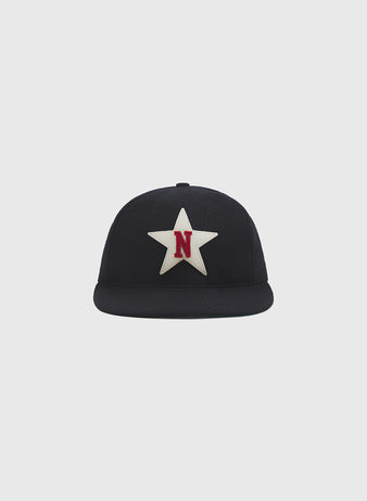 Black Nashville Stars Authentic Wool Ballcap featuring a white star patch on the front with a red letter N.