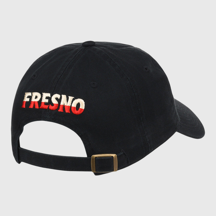 The Ebbets Field Fresno Grizzlies MiLB Dad Ballcap is shown from the back, with 