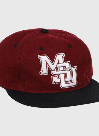 Show your Mississippi State pride with the EFF Mississippi State Bulldogs Collegiate Wool Ballcap, featuring maroon wool, a black brim, and white embroidered overlapping MSU letters for a timeless collegiate style.
