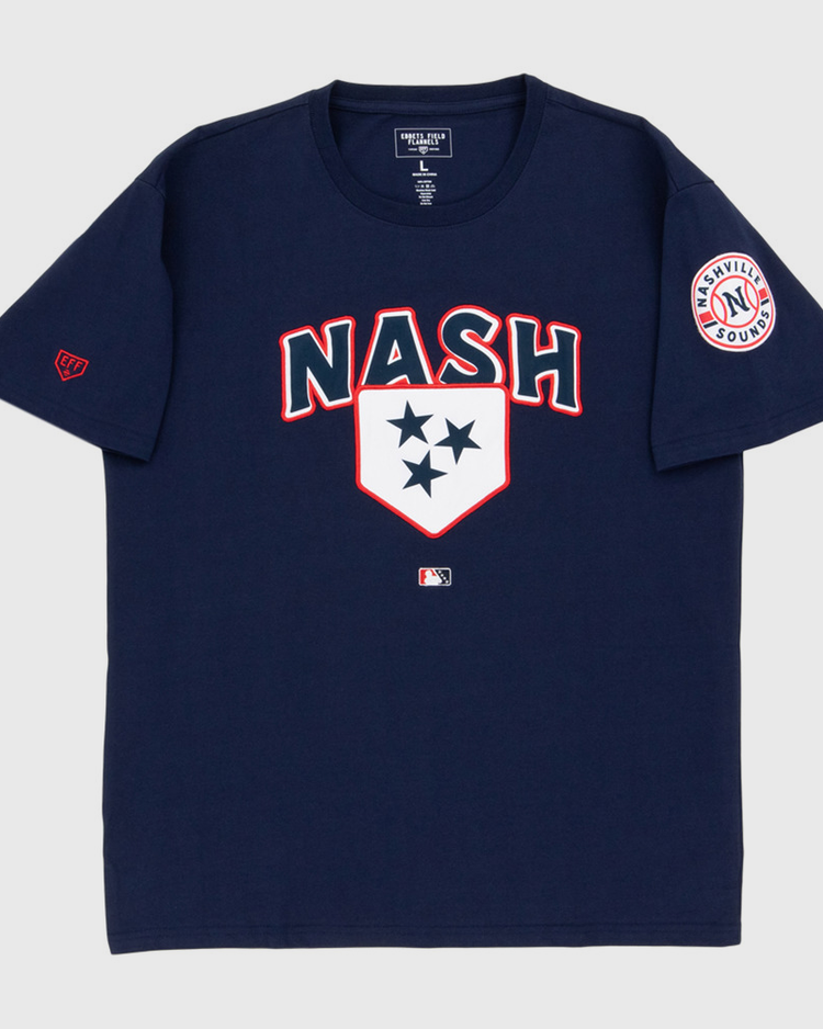The Ebbets Field Nashville Sounds MiLB Fashion Cotton Short Sleeve Tee features 