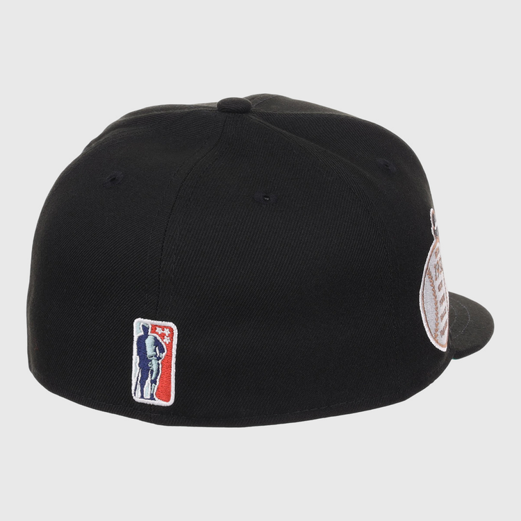 The EFF New York Black Yankees NLB Flip Fitted Ballcap features a black design with a small embroidered bat-bearing silhouette near the back edge, honoring the legacy of the Negro National League team.