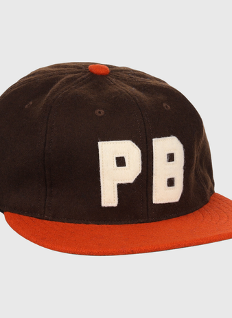 The Pine Bluff Judges 1953 Vintage Ballcap by EFF features a red brim, red top button, and bold white PB stitching—faithfully recreating the classic Cotton States League design.